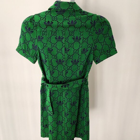 Gucci Emerald Green Mini Dress with Gold Accents - Picture 2 of 5